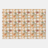 Waterverf Pumpkins op Gingham Inpakpapier Vel (Voorkant 2)