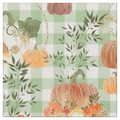Waterverf Pumpkins over Green Gingham Stof (Close Up)