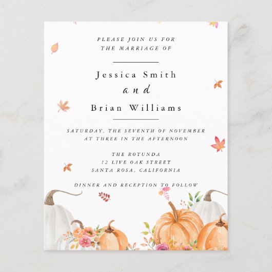 Waterverf Pumpkins Wedding Flyer (Voorkant)