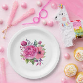 Waterverf Punk Bloemboeket-Bruiloft Papieren Bordje (Feest)