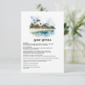 Waterverf Punta Cana Bruiloft Gast Details Informatiekaartje (Staand voorkant)
