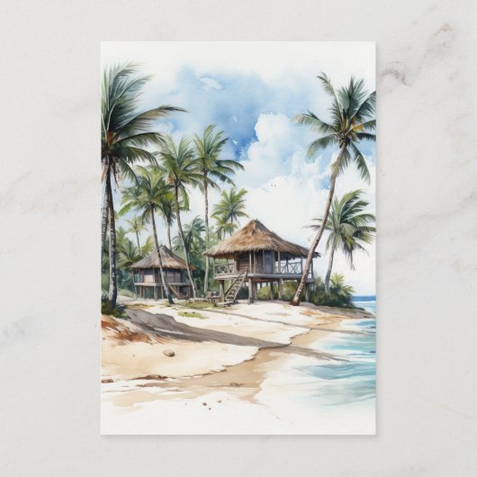 Waterverf Punta Cana Bruiloft Gast Details Informatiekaartje (Achterkant)