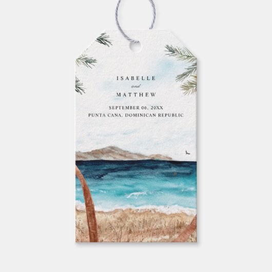 Waterverf Punta Cana Tropisch strand Cadeaulabel (Voorkant)
