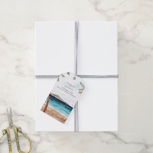 Waterverf Punta Cana Tropisch strand Cadeaulabel (Met Touw)