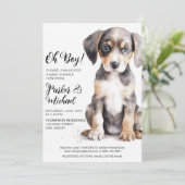 Waterverf Puppy Baby Jongensdouche Kaart (Staand voorkant)