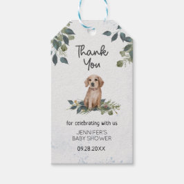 Waterverf Puppy Baby shower Hartelijk dank Cadeaulabel