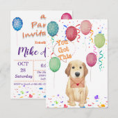 Waterverf Puppy Birthday Uitnodiging (Voorkant / Achterkant)