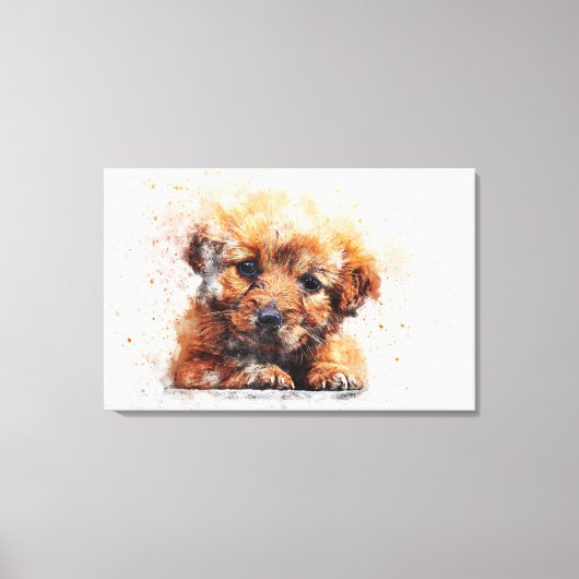 Waterverf Puppy Canvas Afdruk (Voorkant)