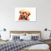 Waterverf Puppy Canvas Afdruk (Insitu (Slaapkamer))