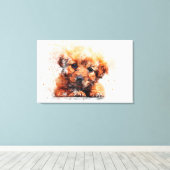 Waterverf Puppy Canvas Afdruk (Insitu (Houten vloer))