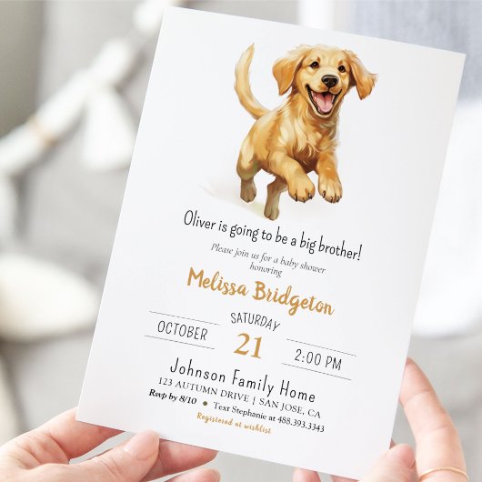 Waterverf Puppy Dog Big Brother Baby shower Kaart