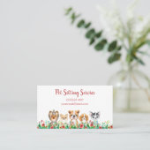 Waterverf Puppy Dog Pet Sitting Grooming Service Visitekaartje (Staand voorkant)