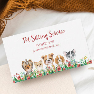 Waterverf Puppy Dog Pet Sitting Grooming Service Visitekaartje