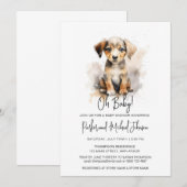 Waterverf Puppy Genderneutraal Baby shower Kaart (Voorkant / Achterkant)
