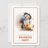 Waterverf Puppy Halloween Uitnodiging Kaart (Voorkant)