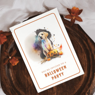 Waterverf Puppy Halloween Uitnodiging Kaart
