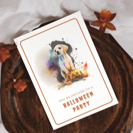 Waterverf Puppy Halloween Uitnodiging Kaart