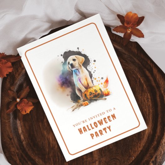 Waterverf Puppy Halloween Uitnodiging Kaart