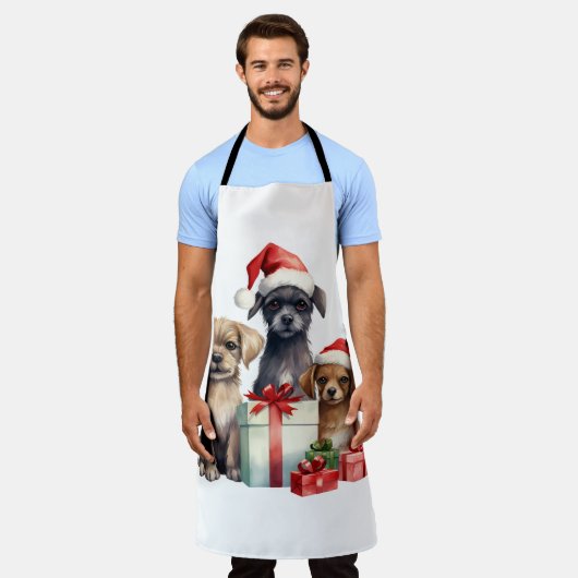 Waterverf puppy met geschenken schort (Gedragen)