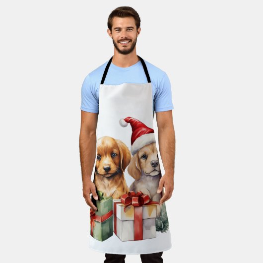 Waterverf puppy met geschenken schort (Gedragen)