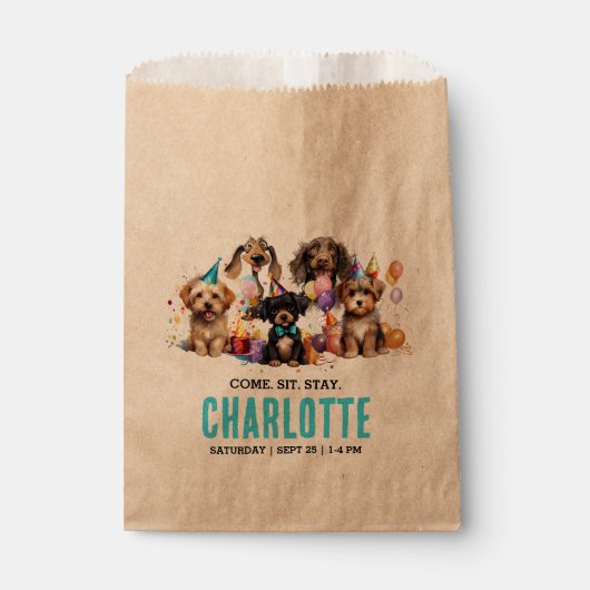 Waterverf puppy pawty dog verjaardag bedankzakje (Voorkant)