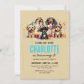 Waterverf puppy pawty dog verjaardag kaart (Voorkant)