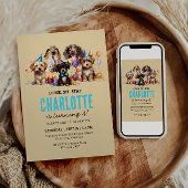 Waterverf puppy pawty dog verjaardag kaart