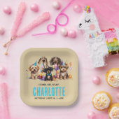 Waterverf puppy pawty dog verjaardag papieren bordje (Feest)