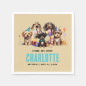 Waterverf puppy pawty dog verjaardag servet (Voorkant)