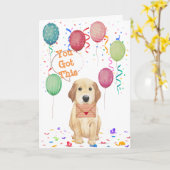 Waterverf Puppy Verjaardagsuitnodiging Kaart (Gele Bloem)