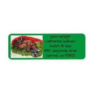 waterverf pups Xmas retouradreslabels Etiket