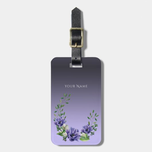 Waterverf Purple Flowers Bagagelabel (Voorkant verticaal)