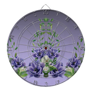 Waterverf Purple Flowers Dartboard Dartbord