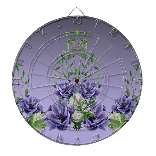 Waterverf Purple Flowers Dartboard Dartbord (Voorkant)