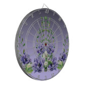 Waterverf Purple Flowers Dartboard Dartbord (Voorkant Links)