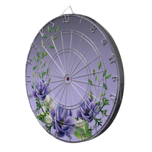 Waterverf Purple Flowers Dartboard Dartbord (Voorkant Rechts)
