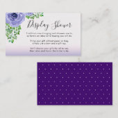 Waterverf Purple Flowers | Display Shower Informatiekaartje (Voorkant / Achterkant)