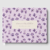 Waterverf Purple Flowers en Green Spine Script Gastenboek (Voorkant)