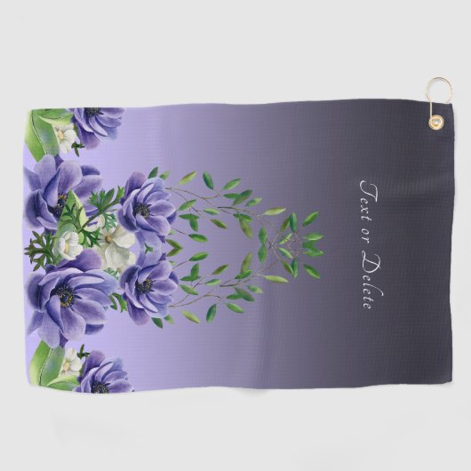Waterverf Purple Flowers Golfhanddoek (Horizontaal)