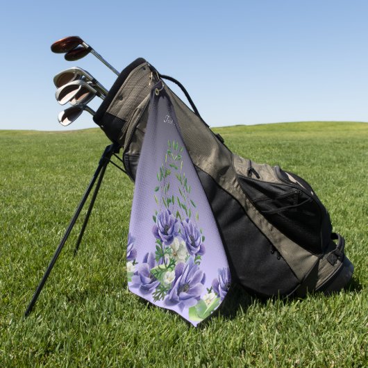 Waterverf Purple Flowers Golfhanddoek (Groen)