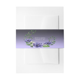Waterverf Purple Flowers Invitation Belly Band Uitnodigingen Wikkel