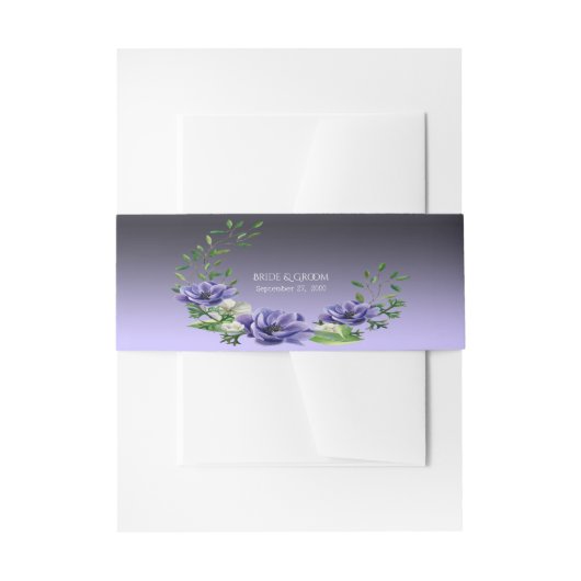 Waterverf Purple Flowers Invitation Belly Band Uitnodigingen Wikkel (Voorkant Voorbeeld)
