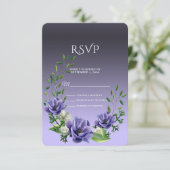 Waterverf Purple Flowers RSVP-kaart RSVP Kaartje (Staand voorkant)