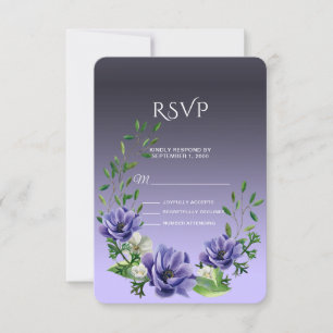 Waterverf Purple Flowers RSVP-kaart RSVP Kaartje