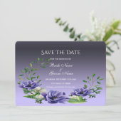 Waterverf Purple Flowers Save the Date Kaart (Staand voorkant)