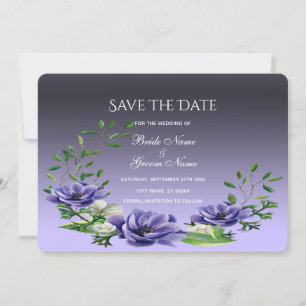 Waterverf Purple Flowers Save the Date Kaart
