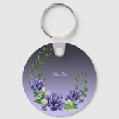 Waterverf Purple Flowers Sleutelhanger (Voorkant)