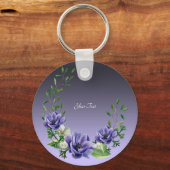 Waterverf Purple Flowers Sleutelhanger (Voorkant)