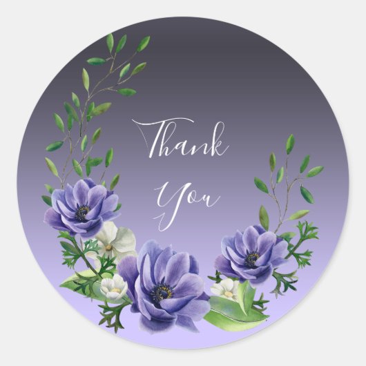 Waterverf Purple Flowers Sticker (Voorkant)