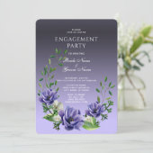 Waterverf Purple Flowers Verloving Uitnodiging (Staand voorkant)